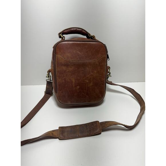 Vintage Duluth Trading Co Lifetime Brown Patina Leather Satchel Crossbody Bag - Picture 5 of 12